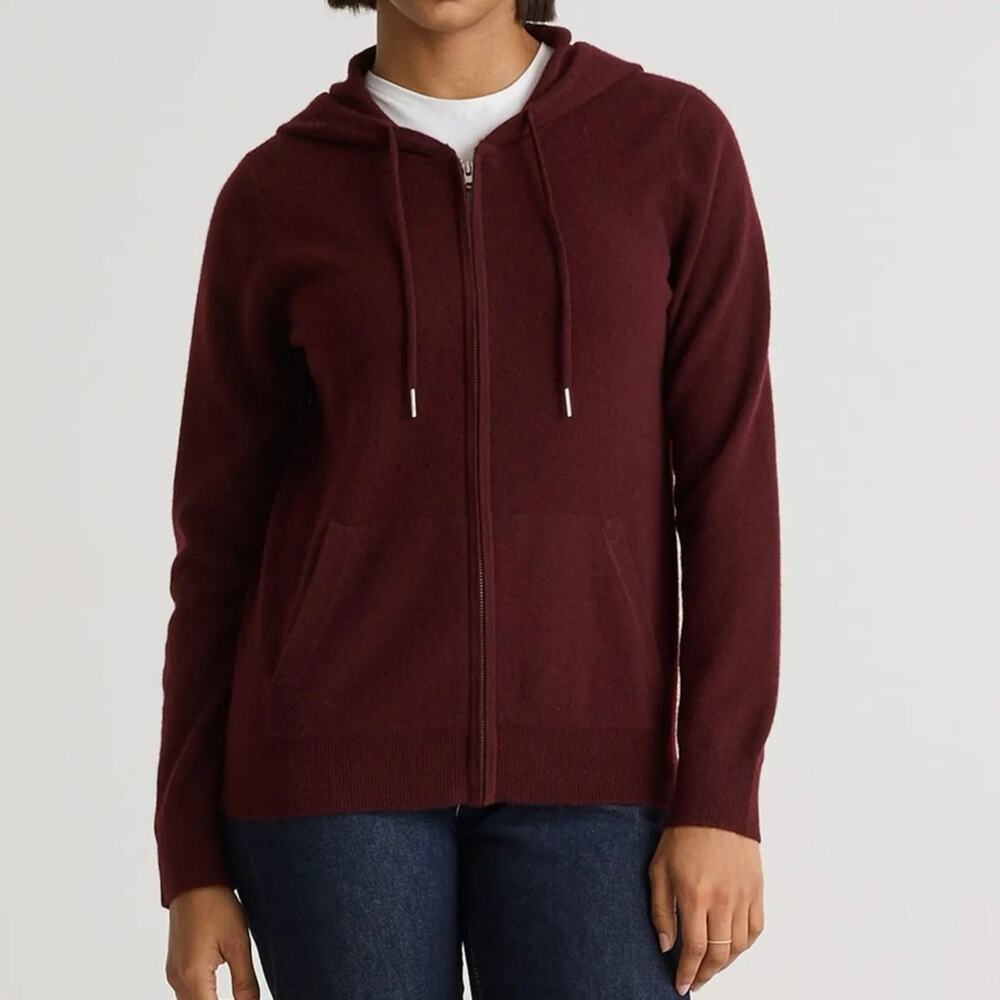 Quince Women’s Large 100% Mongolian Cashmere Hoodie Full Zip Up Sweater Knit